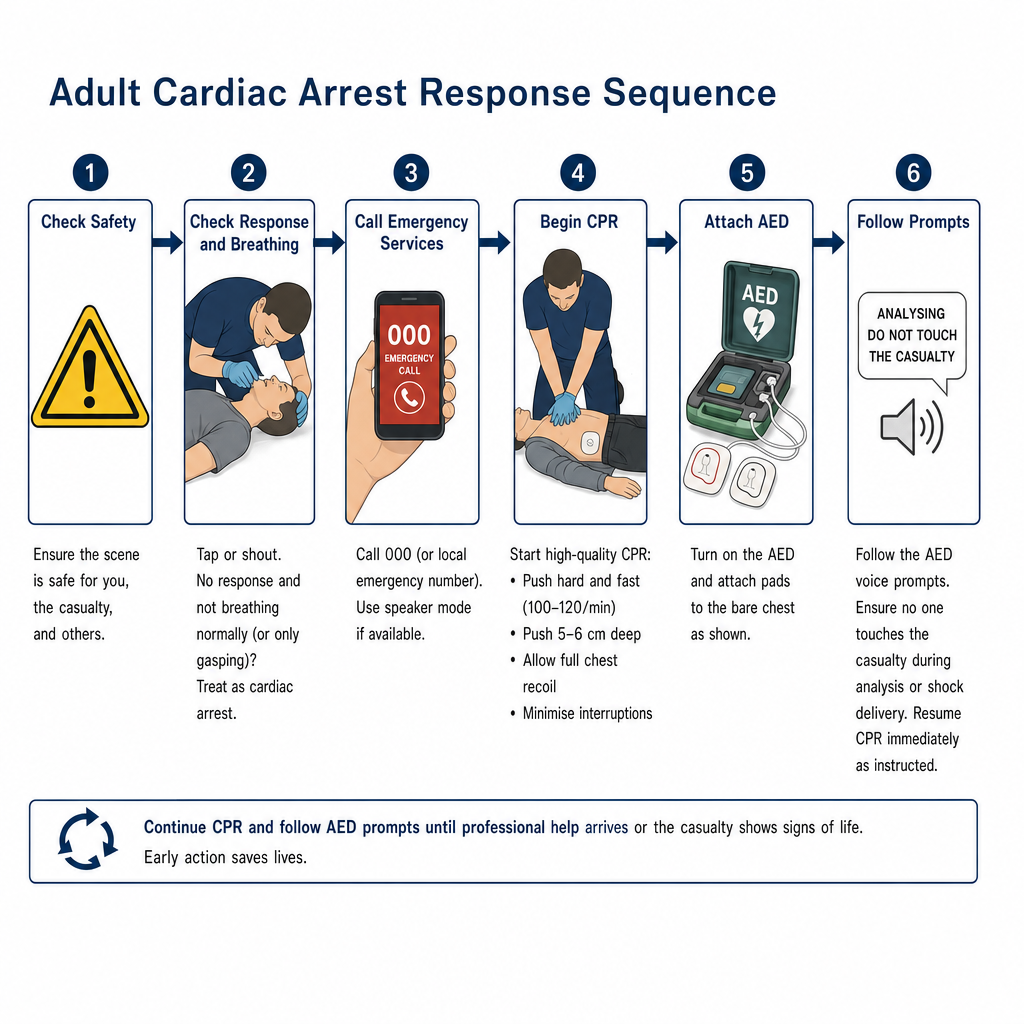 Adult cardiac arrest response flow